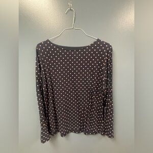 J. Crew Black and Pink Polka Dot Blouse